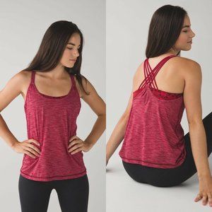 Lululemon Wild Tank Built-in Sport Bra Red Snake Yoga Sunset Salutation Womens 2